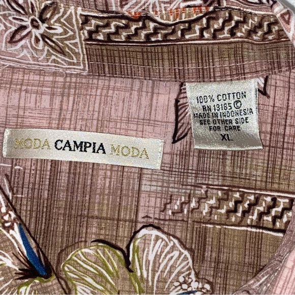 Campia Moda Men’s XL Pink Floral Hawaiian Button Down Shirt - Picture 7 of 9